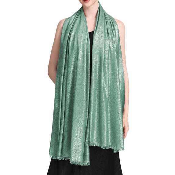 Women's Large Sparkling Glitter Metallic Soft Pashmina Shawl Party Wrap Scarf Green