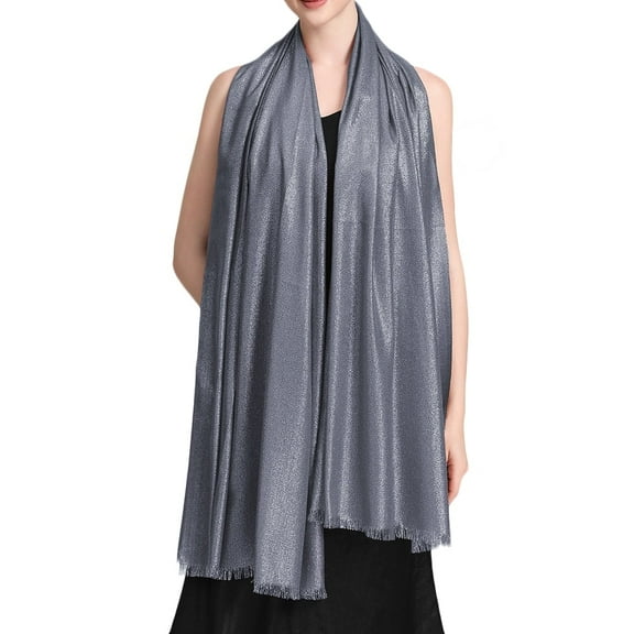 Women's Large Sparkling Glitter Metallic Soft Pashmina Shawl Party Wrap Scarf Navy