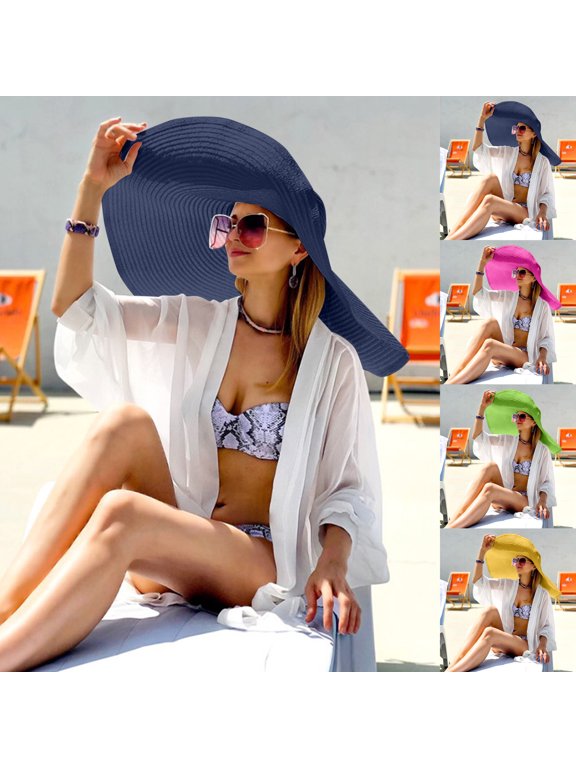 Women's Large Sun Hat Beach Anti UV Sun Cap Wide Brim Casual Summer Outdoor Wear