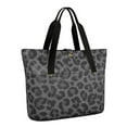 thumbnail image 1 of Women's Large Tote Bag with Zipper - 20L Grey Leopard Travel Beach Weekender Duffle Bag Foldable Teacher Nurse Handbag for Work, Gym Shoulder Bag - Fits 15.6" Laptop, Folds Into Pouch, 1 of 5