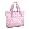 thumbnail image 1 of Women's Large Tote Bag with Zipper - 20L Pink Leopard Travel Beach Weekender Duffle Bag Foldable Teacher Nurse Handbag for Work, Gym Shoulder Bag - Fits 15.6" Laptop, Folds Into Pouch, 1 of 5