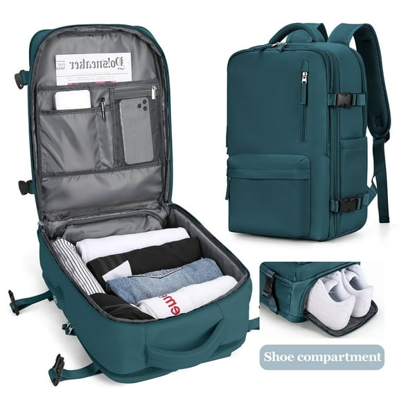 Women's Large Travel Backpack, Travel Backpack, Hiking Backpack, Waterproof Outdoor Sporty, Casual School Backpack, 14 Inch Laptop with USB Charging Port, Shoe Compartment