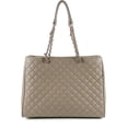 thumbnail image 1 of Women's Large Travel Tote Quilted Purse and Work Laptop Handbag - Rose Gold Hardware With Satin Interior - Tan, 1 of 9