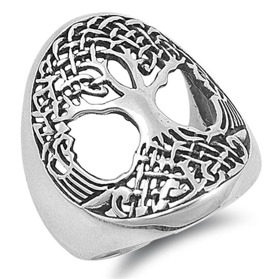 Women's Large Tree of Life Ring .925 Sterling Silver Band Jewelry Female Male Unisex Size 5