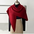 thumbnail image 1 of Women's Large Wool Blend Shawl with Sequins, Versatile Triangular Scarf Wrap for Autumn and Winter, Warm Knitted Vest Poncho for Neck Protection, Multi-Season Fashion Accessory - Wine, 1 of 4