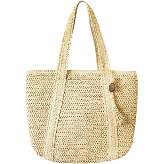 Women's Large Woven Straw Beach Tote Holiday Handmade Summer Rattan Bags