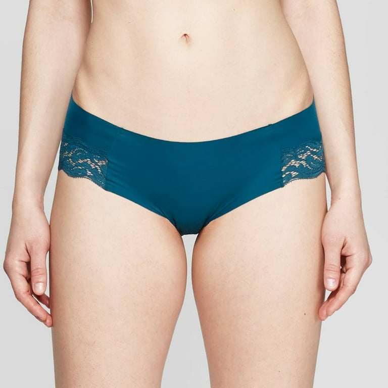 Women's Laser Cut Cheeky with Lace - Auden English Teal M 