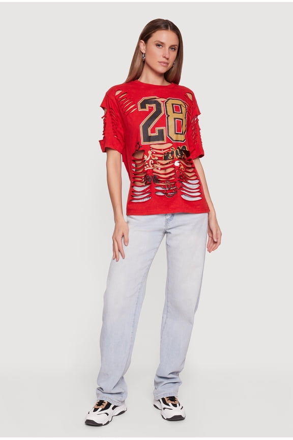 Women's Laser Cut Graffiti Graphic Tunic Tee
