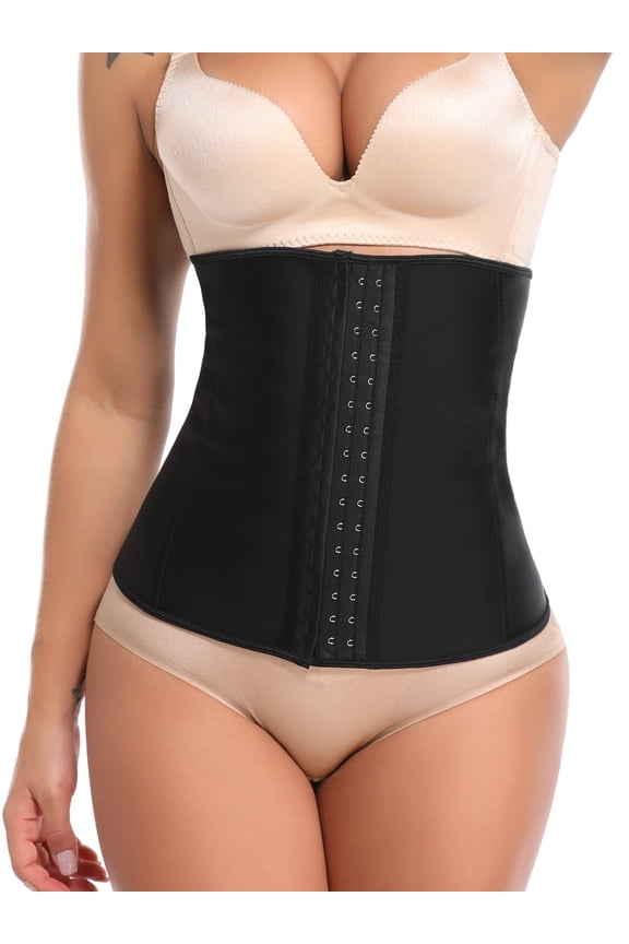 Women's Latex Sport Girdle Waist Training Corset Shapewear Firm Abdomen Control Wedding Body Shaper Black Plus Size