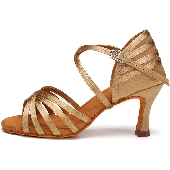 Women's Latin Dance Shoes Satin Ballroom Salsa Practice Professional Performance Dancing Shoes