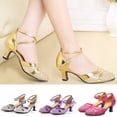 thumbnail image 1 of Women's Latin Dance Shoes Sequin Closed Toe Ballroom Salsa Practice Performance Dance Shoes,39, 1 of 8