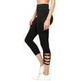 thumbnail image 1 of Women's Lattice Ankle Cutout Activewear Leggings - Black, M, 1 of 5