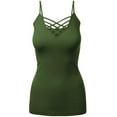 thumbnail image 1 of Women's Lattice Triple Criss-Cross Seamless Cami Long Ttank tops., 1 of 4