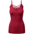 thumbnail image 1 of Women's Lattice Triple Criss-Cross Seamless Cami Long Ttank tops., 1 of 4