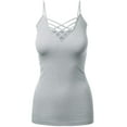 thumbnail image 1 of Women's Lattice Triple Criss-Cross Seamless Cami Long Ttank tops., 1 of 4