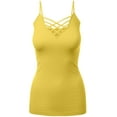 thumbnail image 1 of Women's Lattice Triple Criss-Cross Seamless Cami Long Ttank tops., 1 of 4