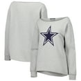 thumbnail image 1 of Women's Lauren James Heather Gray Dallas Cowboys Shoulder Off Sweat Rhinestone Long Sleeve T-Shirt, 1 of 3