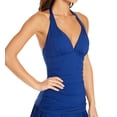 thumbnail image 1 of Women's Lauren Ralph Lauren 101026 Beach Club Solids Slimming Halter Tankini Swim Top (Sapphire 0), 1 of 1