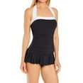thumbnail image 1 of Women's Lauren Ralph Lauren 110101 Bel Air Shirred Bandeau One Piece Swim Dress (Black 8), 1 of 3