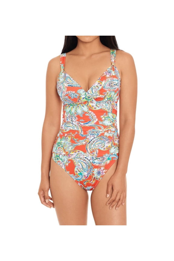Women's Lauren Ralph Lauren 269007 Multi Paisley Surplice OTS One Piece Swimsuit (Multi 6)