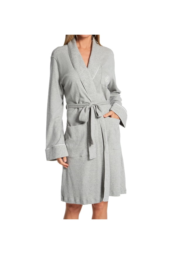 Women's Lauren Ralph Lauren 814193 Quilted Shawl Collar Robe (Heather Grey M)
