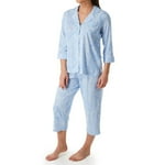 Lauren Ralph Lauren Essentials Bingham Knits Capri PJ Set Blue Paisley LG (US 12-14)