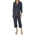 thumbnail image 1 of Women's Lauren Ralph Lauren 819702 Heritage Knits 3/4 Sleeve Classic Capri PJ Set (Navy Dot 1X), 1 of 1