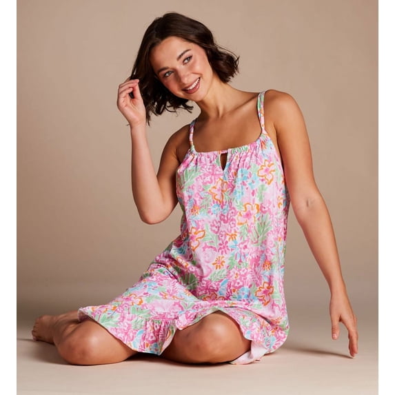 Women's Lauren Ralph Lauren LN22331 Classic Knit Short Tunnel Neck Strap Gown (Multi Floral S)