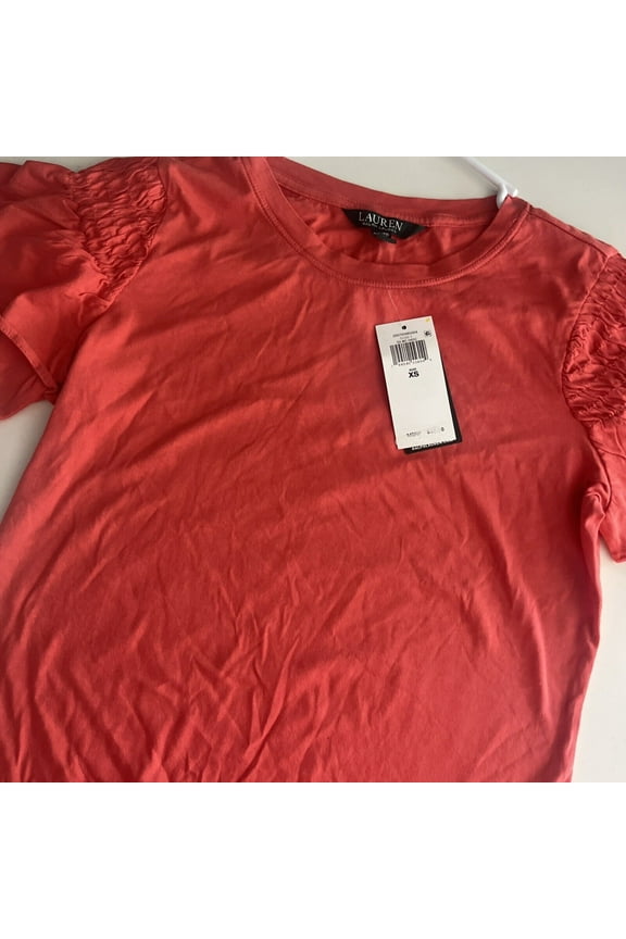 Women's Lauren Ralph Lauren Ruffle Short Sleeve Shirt Top XS Extra Small