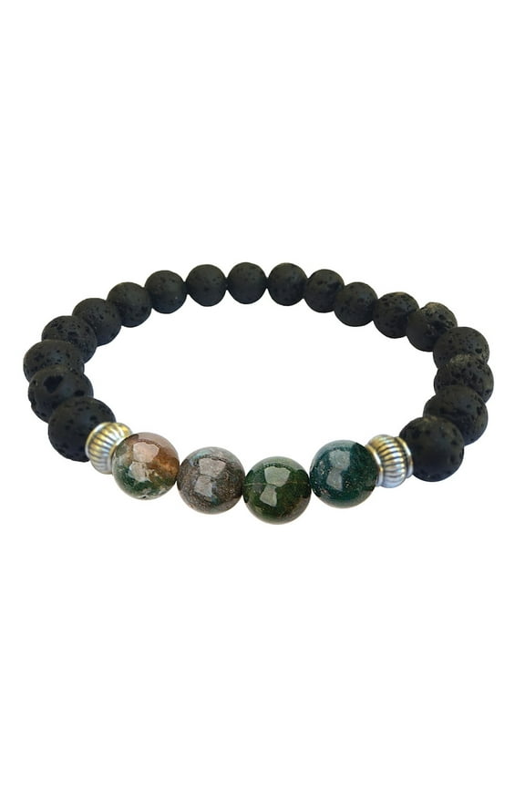 Women's Lava Rocks Essential Oil Diffuser Bracelet with Gemstones