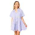 thumbnail image 1 of Women's Lavendula Plaid Ruffle Wide Short Sleeve Babydoll Mini Dress - [ZhiHiMeRi] | (US 12-14)L, 1 of 12