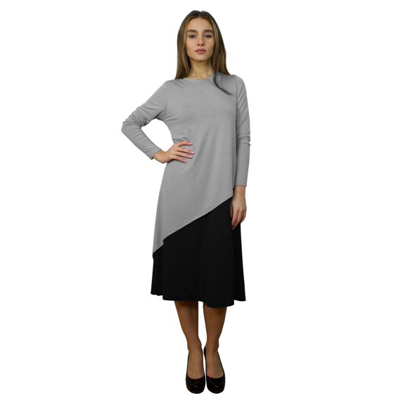 Women's Layered Asymmetrical Midi Dress
