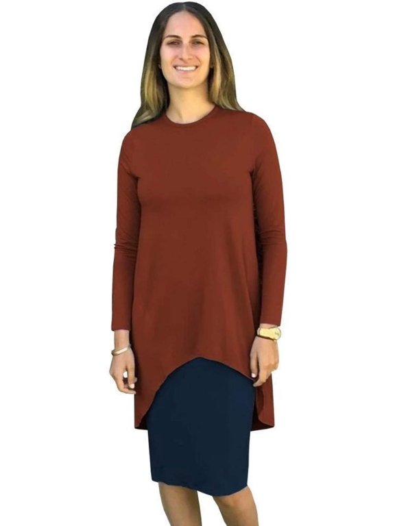 Women's Layered Hi-Lo Pencil Midi Dress