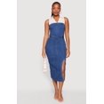 thumbnail image 1 of Women's Layered Look Slit Front Belted Denim Dress, 1 of 3