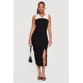 thumbnail image 1 of Women's Layered Look Slit Front Belted Denim Dress, 1 of 3