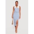 thumbnail image 1 of Women's Layered Look Slit Front Belted Denim Dress, 1 of 3