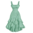 thumbnail image 1 of Women's Layered Ruffle Hem Dress Sleeveless Ruched Asymmetrical Long Party Dresses Ruched High Low Midi Dress, 1 of 4