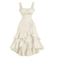 thumbnail image 1 of Women's Layered Ruffle Hem Dress Sleeveless Ruched Asymmetrical Long Party Dresses Ruched High Low Midi Dress, 1 of 4