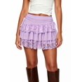 thumbnail image 1 of Women's Layered Ruffle Mini Skirt Summer Lace Patchwork Cake Skirt Going Out Party Club Wear, 1 of 8