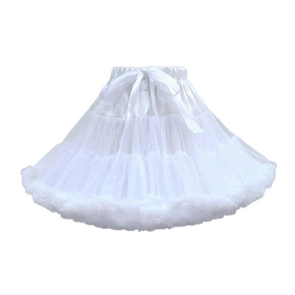 Women's Layered Tulle Petticoat Chiffon Crinoline for Gown Cosplay Costume White