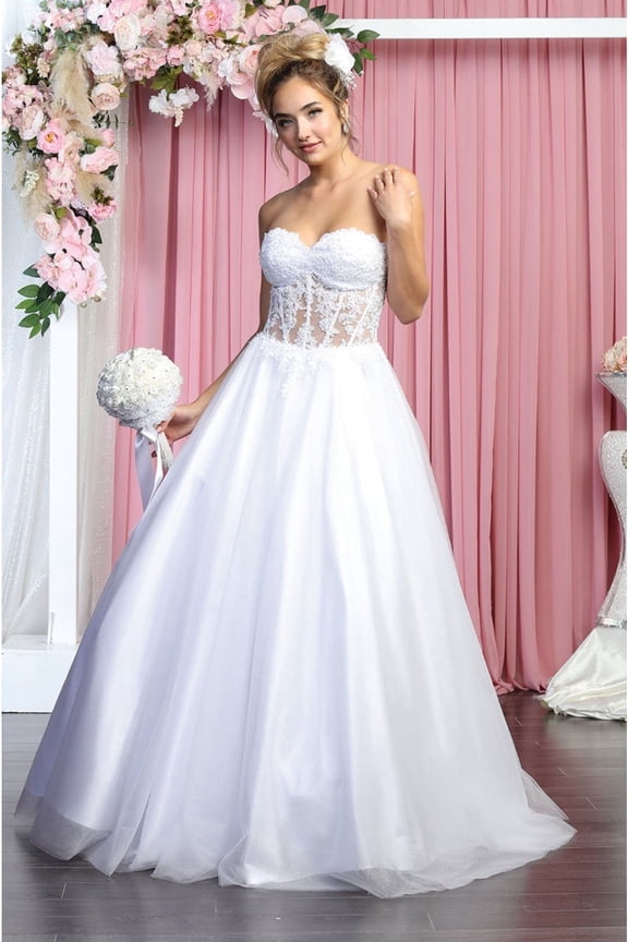 Women's Layla K LK141B Sweetheart Glitter White Strapless Wedding Gown 4