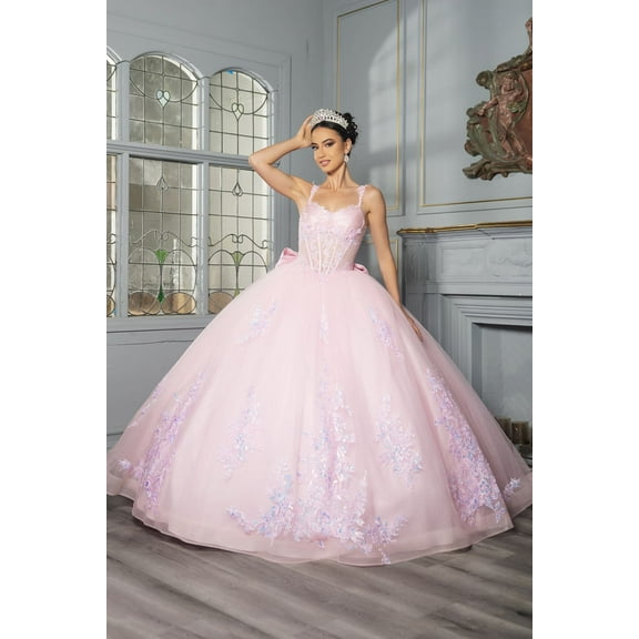 Women's Layla K Quinceanera Dress Corset Pleated Embroidered Ball Gown LK269 Pink 12
