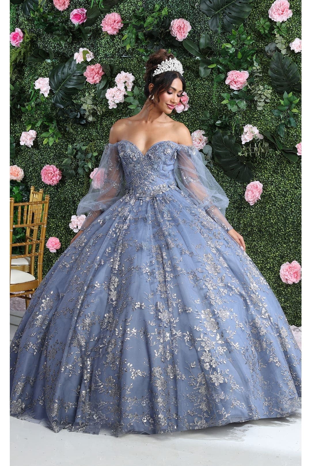 dusty blue quinceanera dresses Quinceanera Dress 5000 By Dancing Queen Dusty Blue / XSmall main image 1