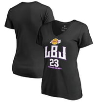 Women's LeBron James Black Los Angeles Lakers Hometown Collection LBJ V-Neck T-Shirt
