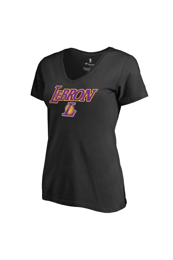 Women's LeBron James Black Los Angeles Lakers Hometown Collection Showtime V-Neck T-Shirt