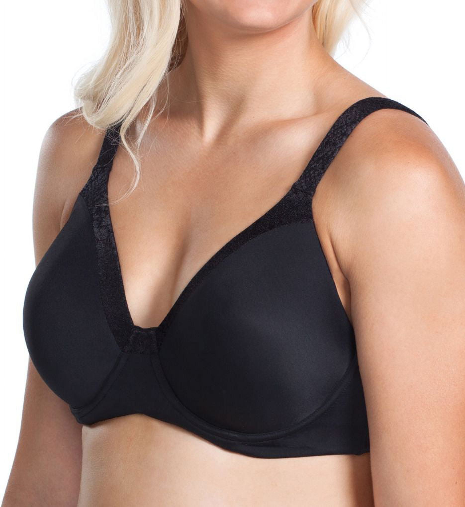Women's Leading Lady 5211 Luxe Body Side Smoothing Wirefree T-Shirt Bra  (Black 52DD) 