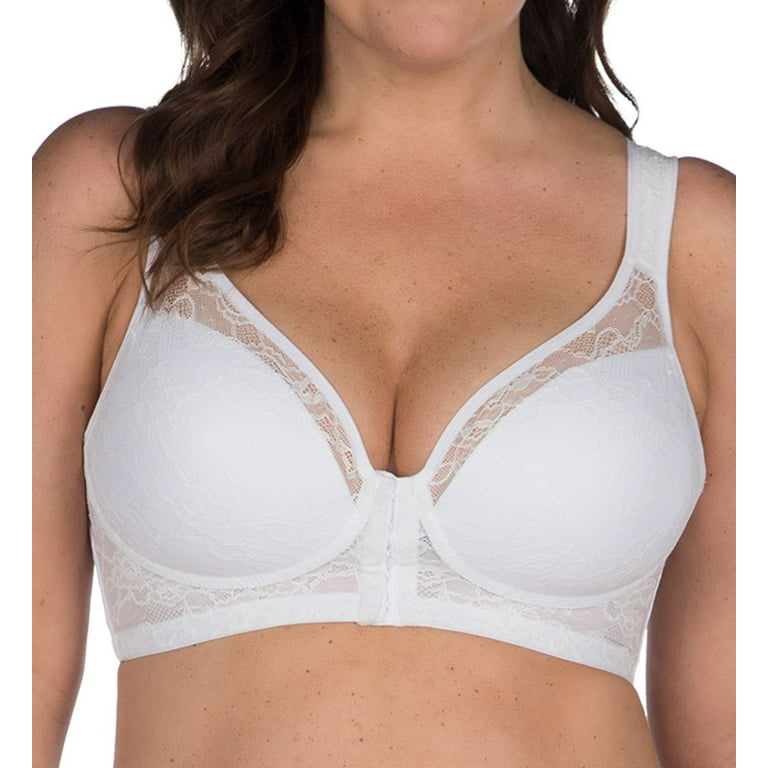 Women's Leading Lady 5230 Lace Covered Wirefree Posture Back Bra (White  44DDD)