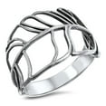thumbnail image 1 of Women's Leaf Cutout Open Ring .925 Sterling Silver Band Jewelry Female Male Unisex Size 10, 1 of 4