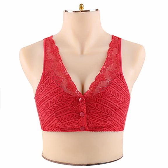 Women's Leaf Jacquard Thin Large Size No Steel Ring Front Buckle Skin Friendly Comfortable Underwear 36c Push up Bras for Women plus Size Compression Bra Lift Bra Full Coverage Padded Bras for Women