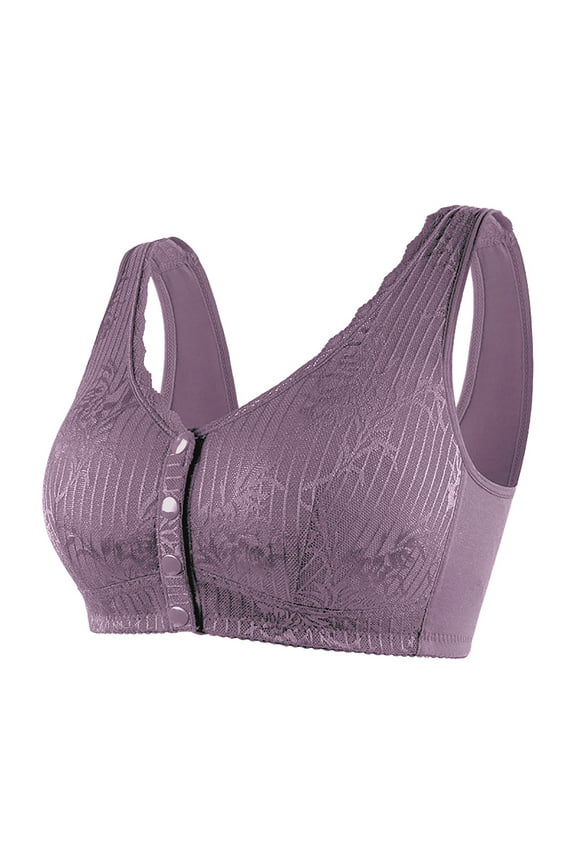 Women's Leaf Print Front Open Cup Bra - Adjustable Strap, Comfortable & Sexy, for Four Seasons
